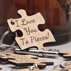 I Love You to Pieces Wooden Keyring