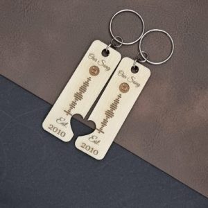 Personalised Heart Keychain Engraved Music Keyring