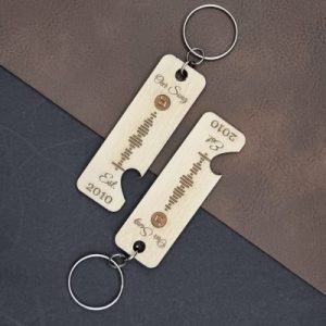 Personalised Heart Keychain Engraved Music Keyring