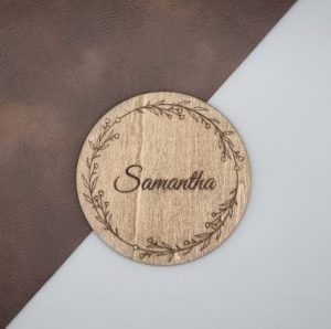 coasters with guest names