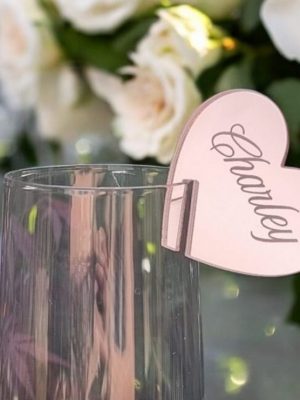 Engraved Heart Wine Glass Tags Engraved Heart Wine Glass Tags
