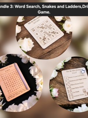 3-in-1 Board Game Set: Word Search, Snakes & Ladders and Drink Game.