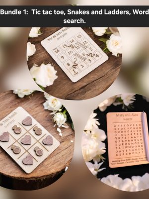 3-in-1 Board Game Set: Word Search, Snakes and Ladders & Tic Tac Toe