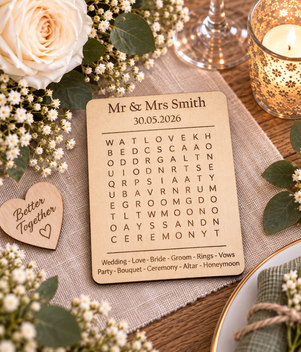 3-in-1 Personalized Wooden Wedding Party Games