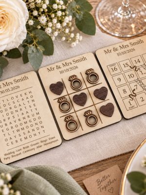 fghfth 3-in-1 Personalized Wooden Wedding Party Games
