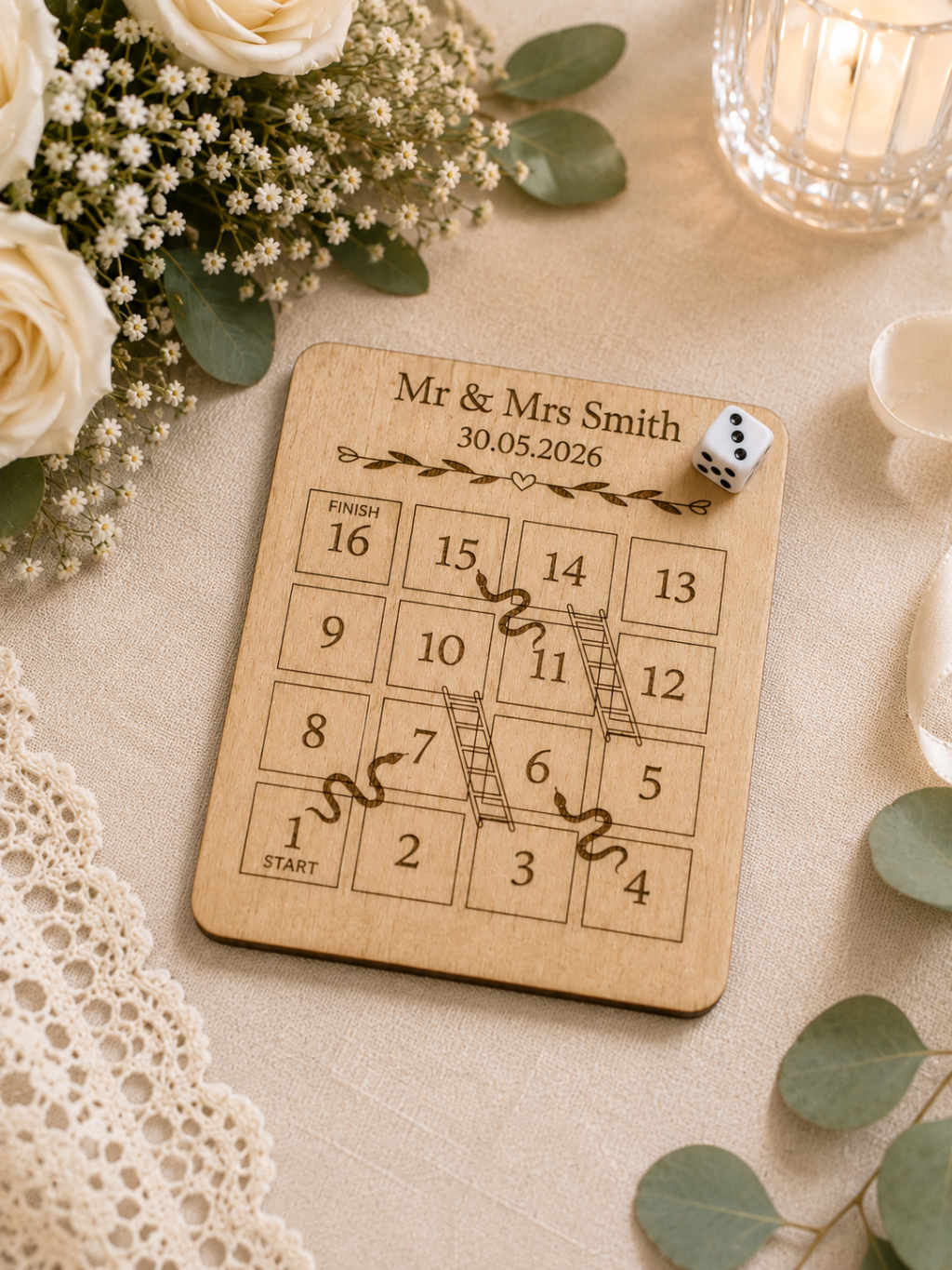 4-in-1 Personalised Wooden Wedding Party Games